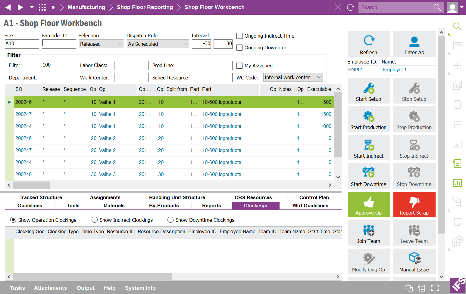 IFS Shop Floor Workbench